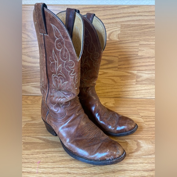 Justin Boots Other - Justin Cowboy Western Brown Leather Boots Men's Size 9 1/2 B 2556 Distressed